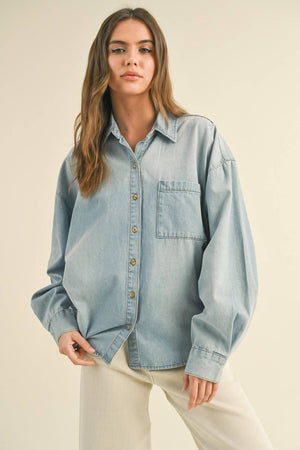 Relaxed Denim Button Down Shirt