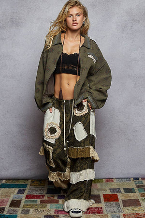 Long Sleeve Double Gauze Floral Woven Jacket
