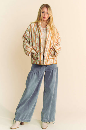Floral Quilted Throw On Jacket