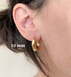 Thick Gold Hoop Earrings -  Tarnish-free