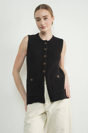 Button Down Sweater Vest - Mocha