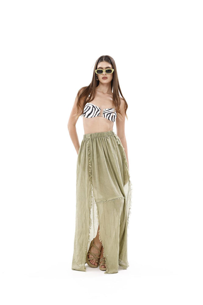 Bamboo Gauze Beach Cover-Up Raw Hem Skirt