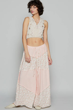 Contrast Floral Tiered Pant