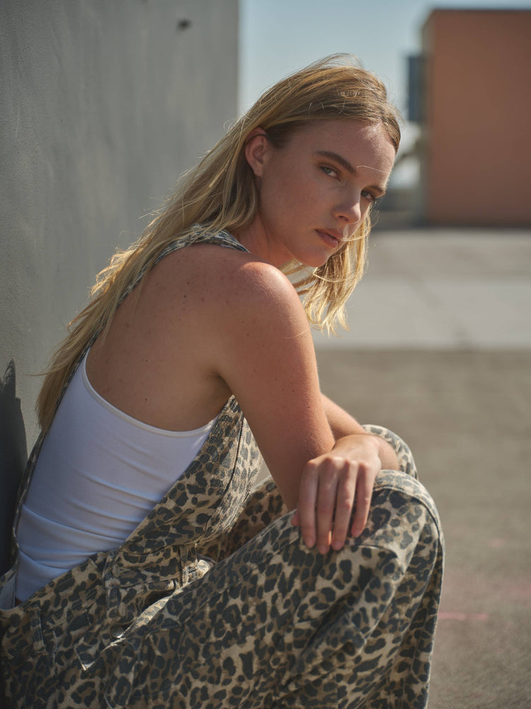 Leopard Print Denim Overalls