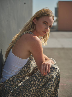 Leopard Print Denim Overalls
