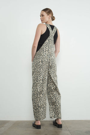Leopard Print Denim Overalls