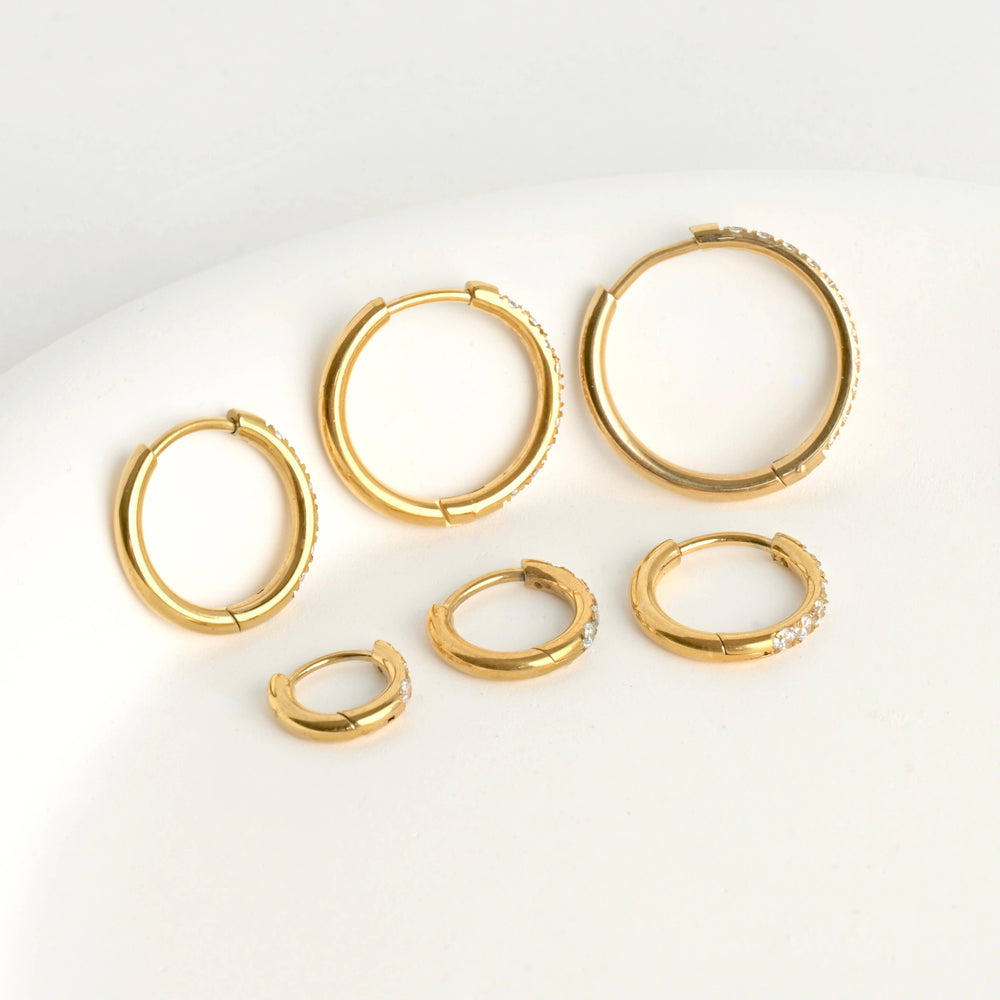 Pave Diamond Hoops - Tarnish-free Diamond Hoop Earrings