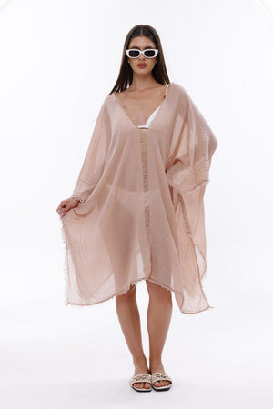 Bamboo Gauze Kaftan Raw Helm Cover-Up