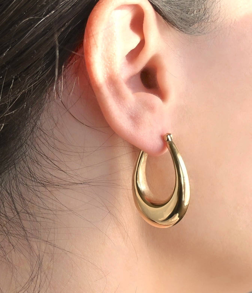 Chunky Gold Hoops - Lightweight Oval Hoop Earrings