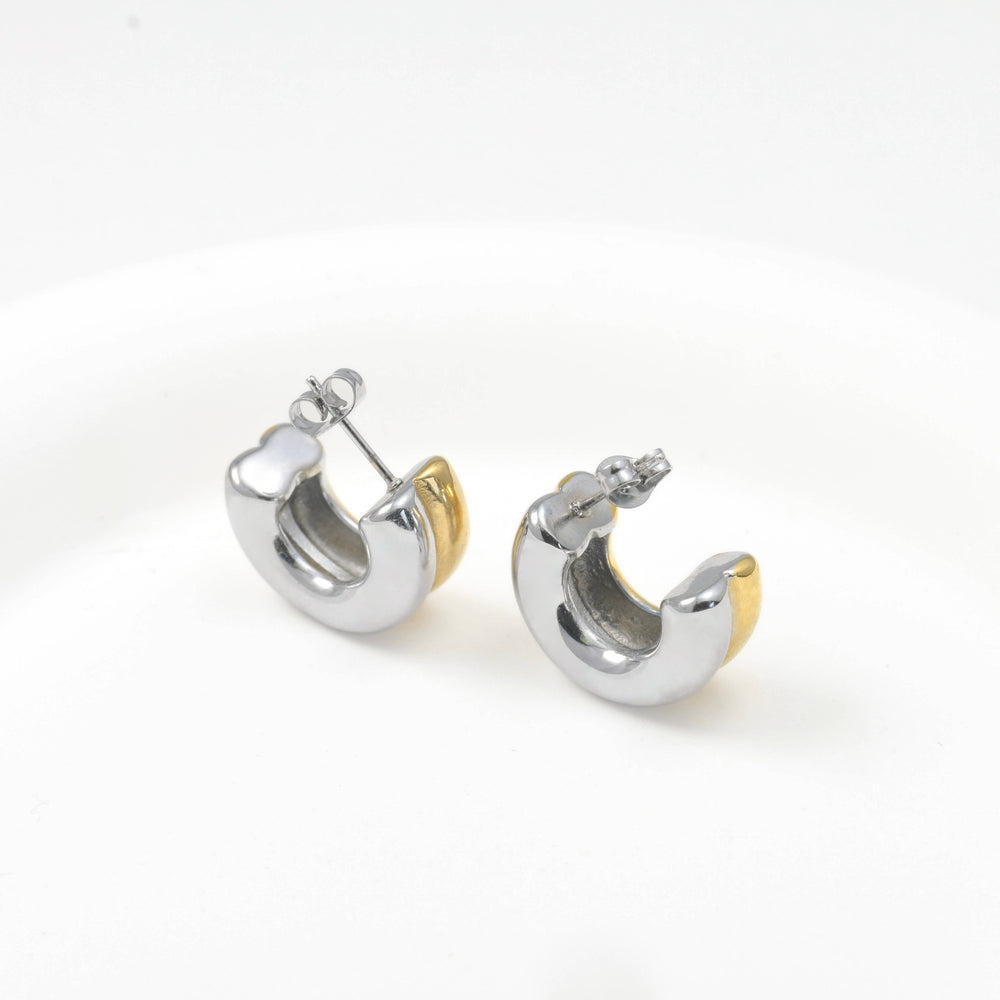 Two-tone Medium Hoops - Tarnish-free Bold Open Hoop Earrings
