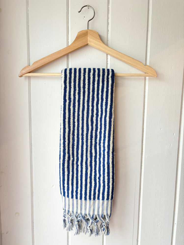 Blue and White Striped Hand Towel