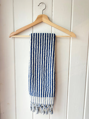 Blue and White Striped Hand Towel