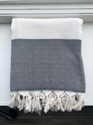 Black and White Diamond Turkish Blanket