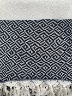 Black and White Diamond Turkish Blanket