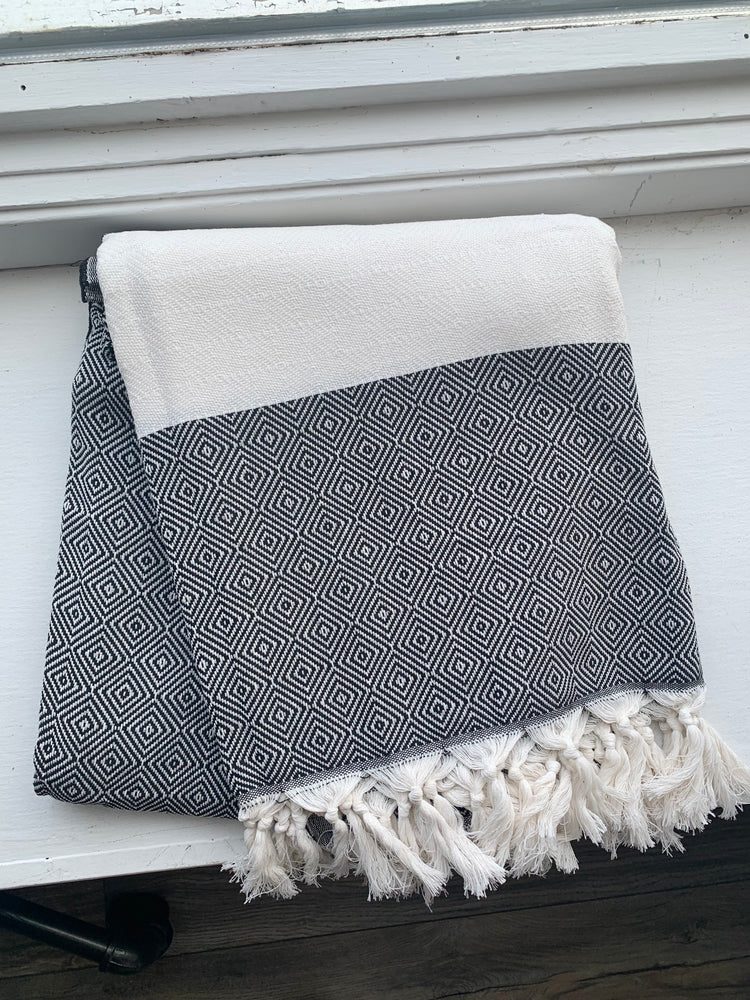 Black and White Diamond Turkish Blanket