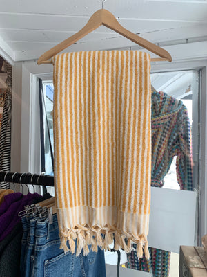 Yellow and White Striped Towel-Blanket