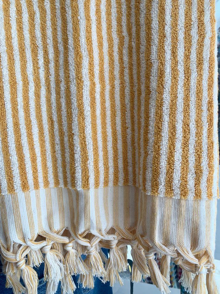 Yellow and White Striped Towel-Blanket