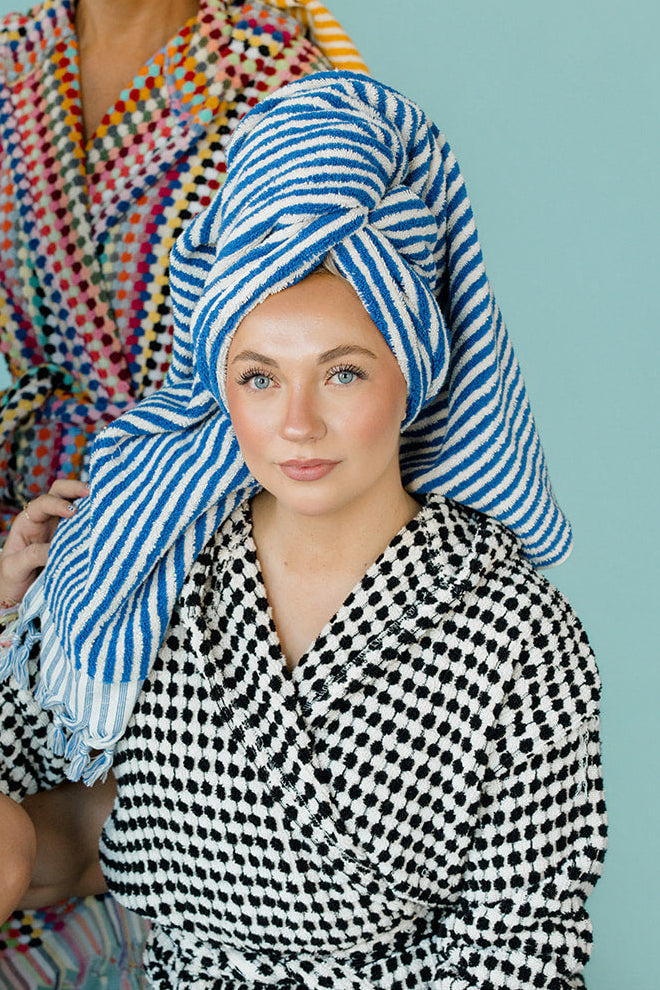Cobalt Blue Striped Cloud Towel