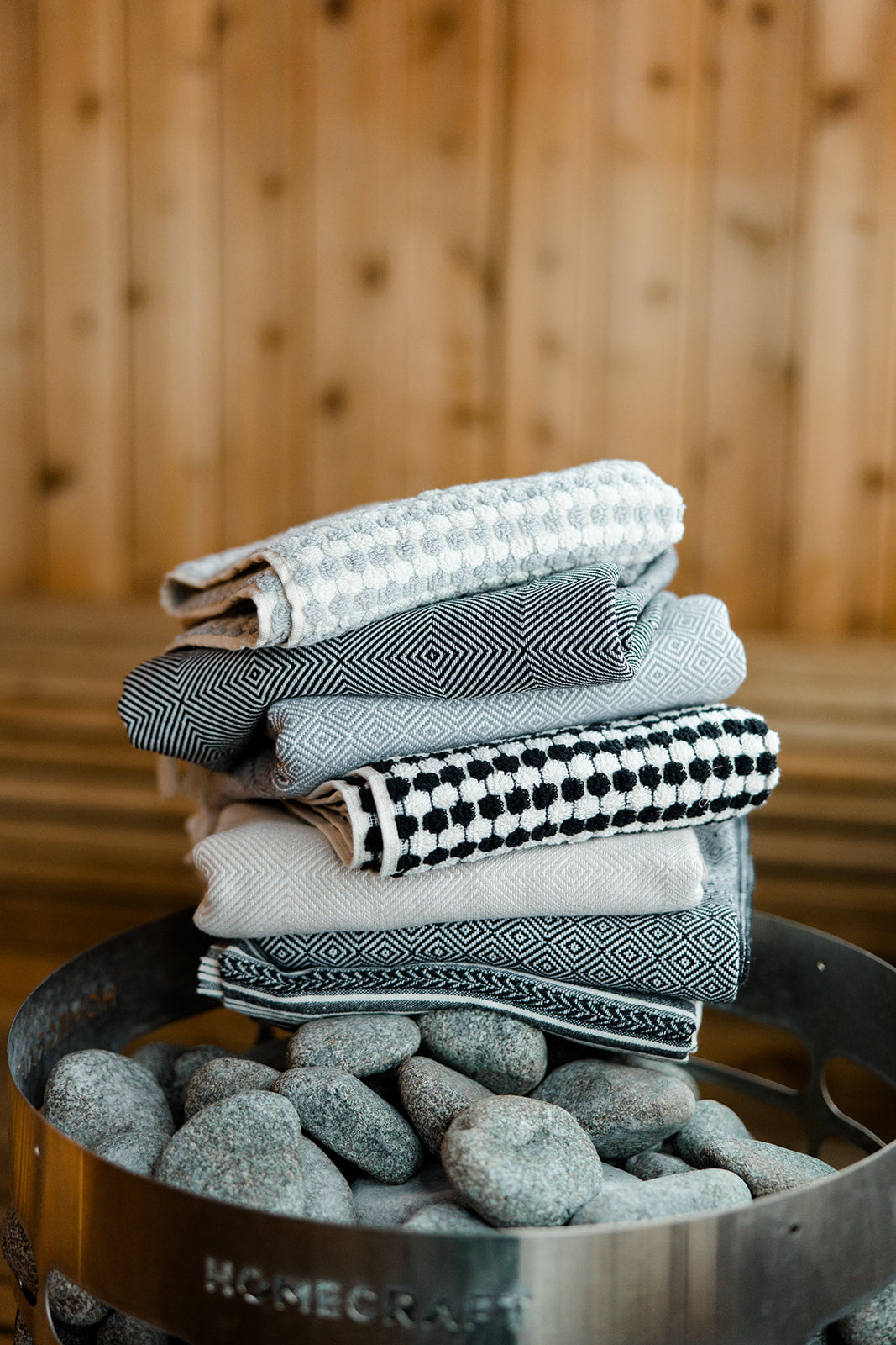 Black and White Pom Pom Hand Towel