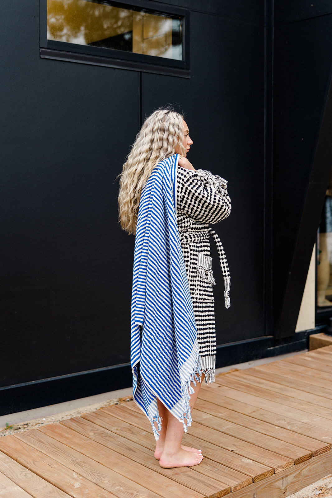 Cobalt Blue Striped Cloud Towel