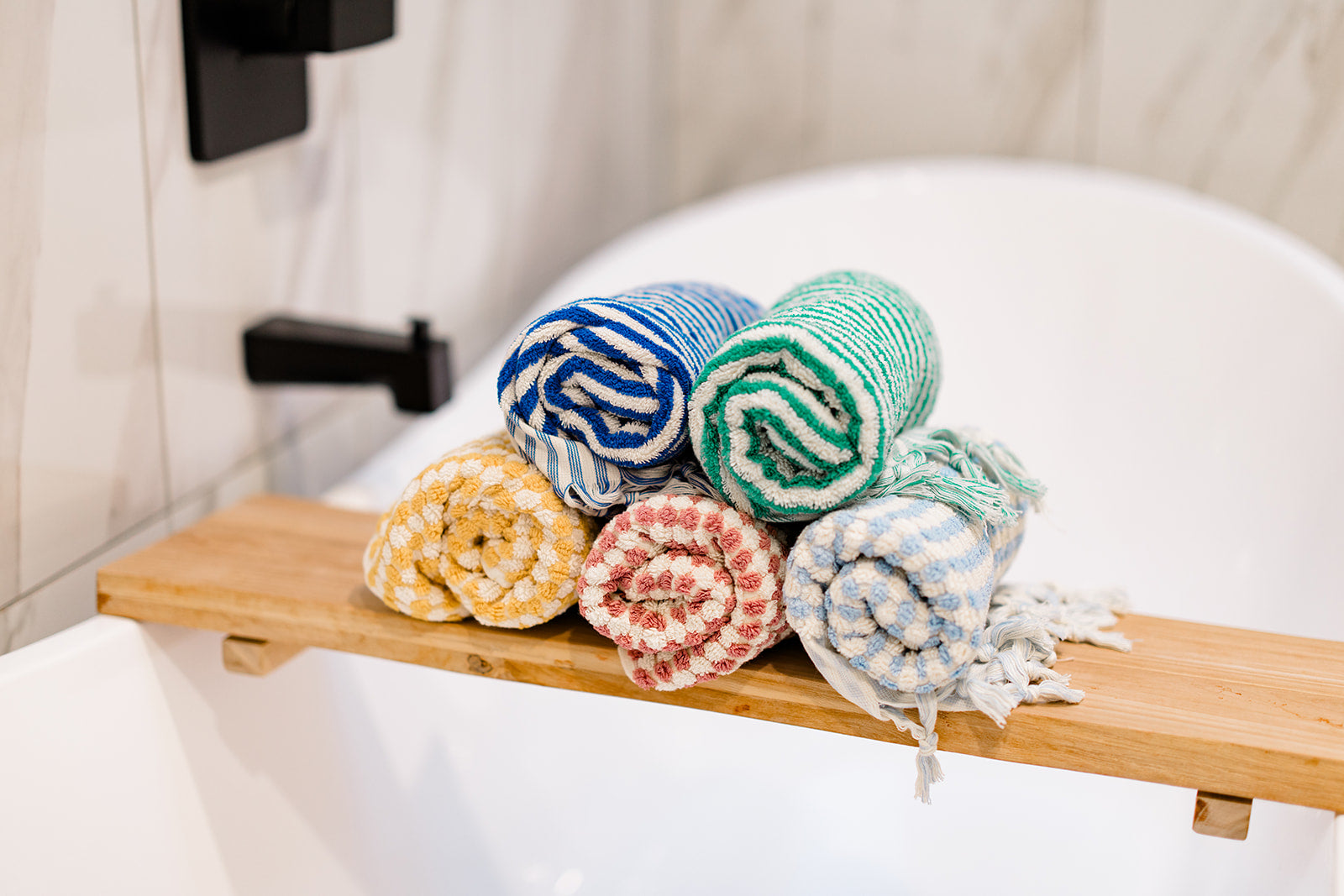 Cobalt Blue Striped Hand Towel