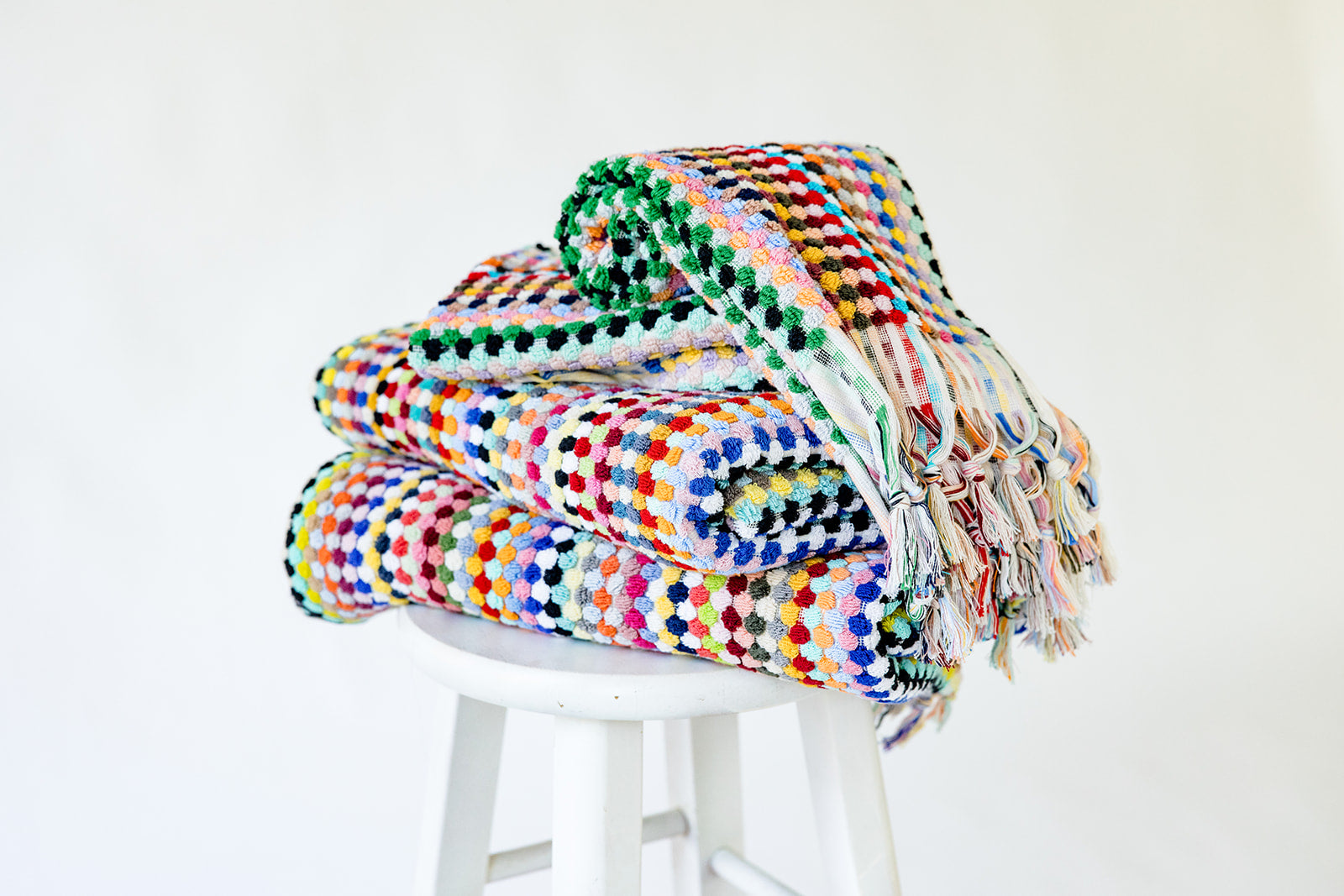 Rainbow Pom Pom Hand Towel