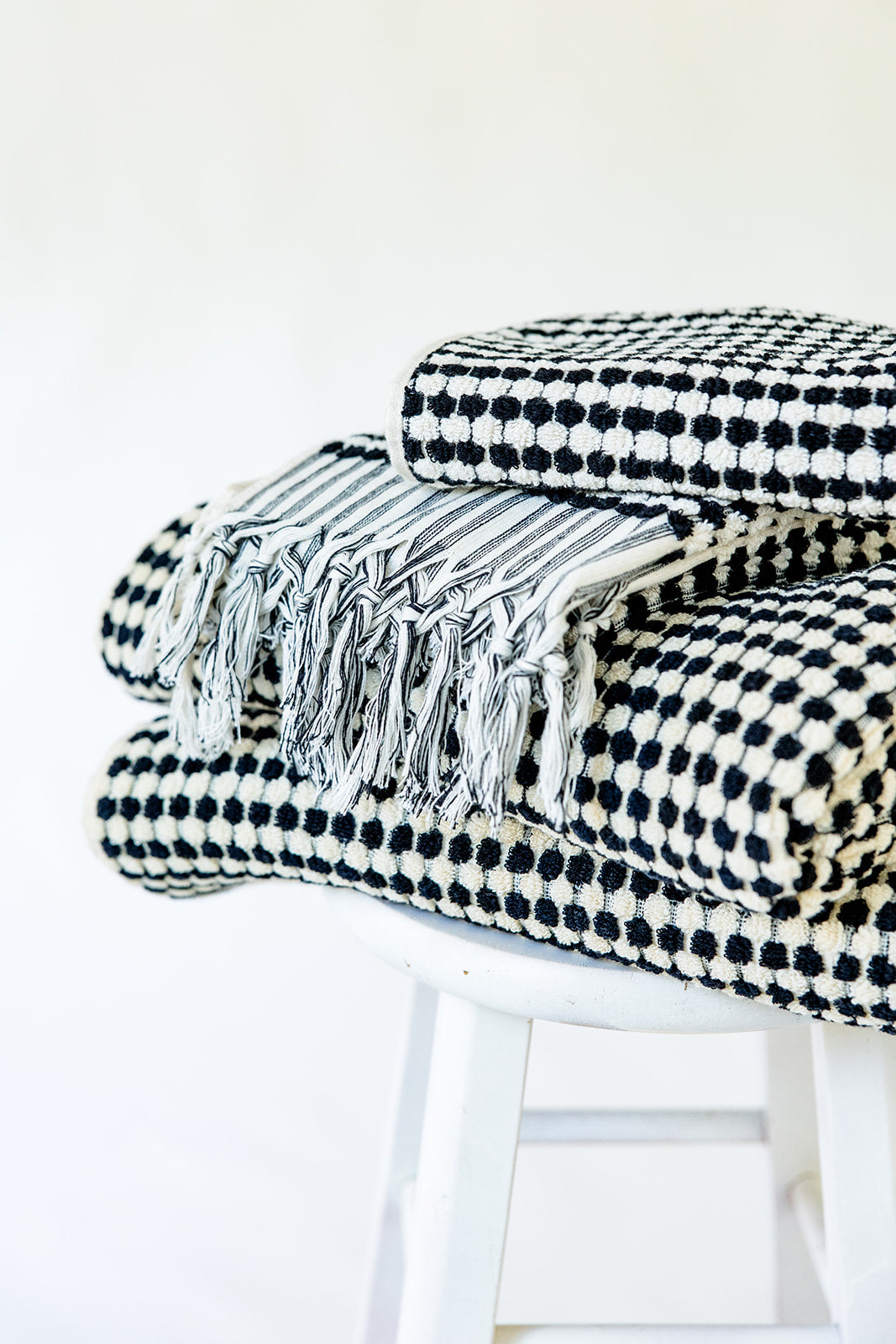 Black & White Pom Pom Hand Towel Bundle