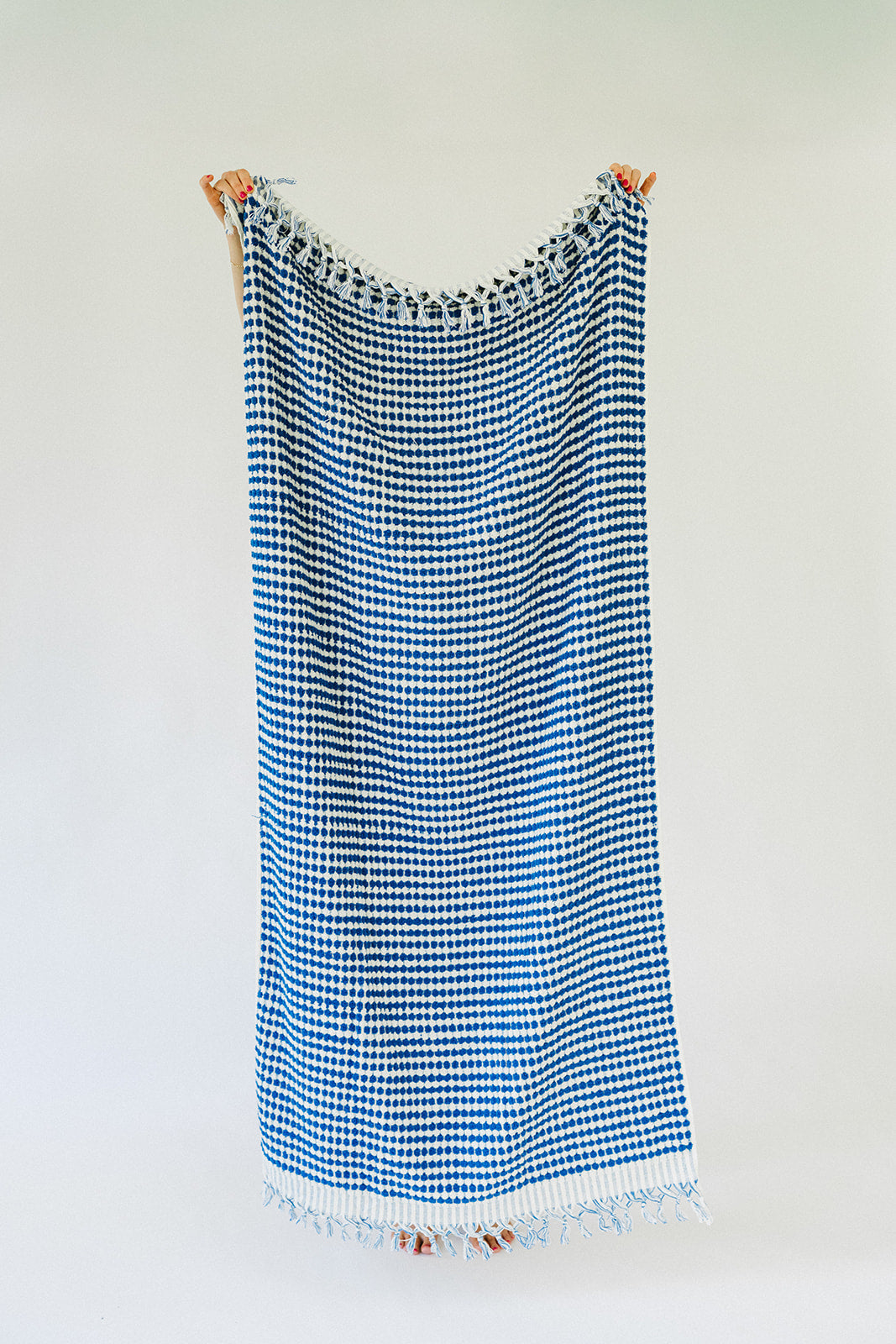 Cobalt Blue Pom Pom Cloud Towel