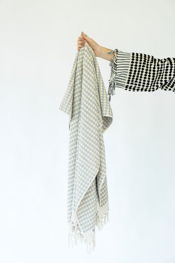 Grey Pom Pom Cloud Towel