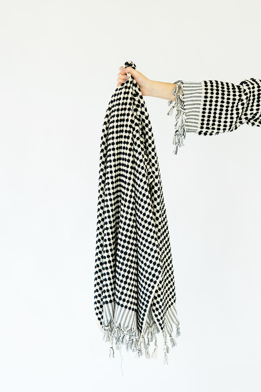 Black & White Pom Pom Bathrobe Bundle