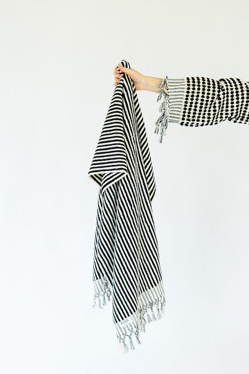 Black & White Striped Cloud Towel