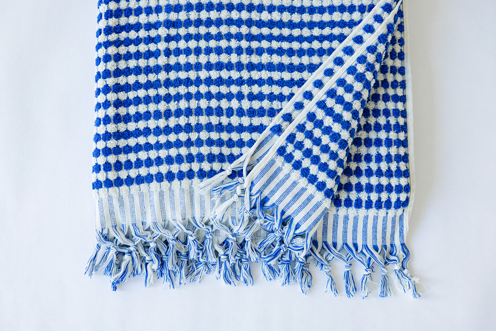 Cobalt Blue Pom Pom Cloud Towel