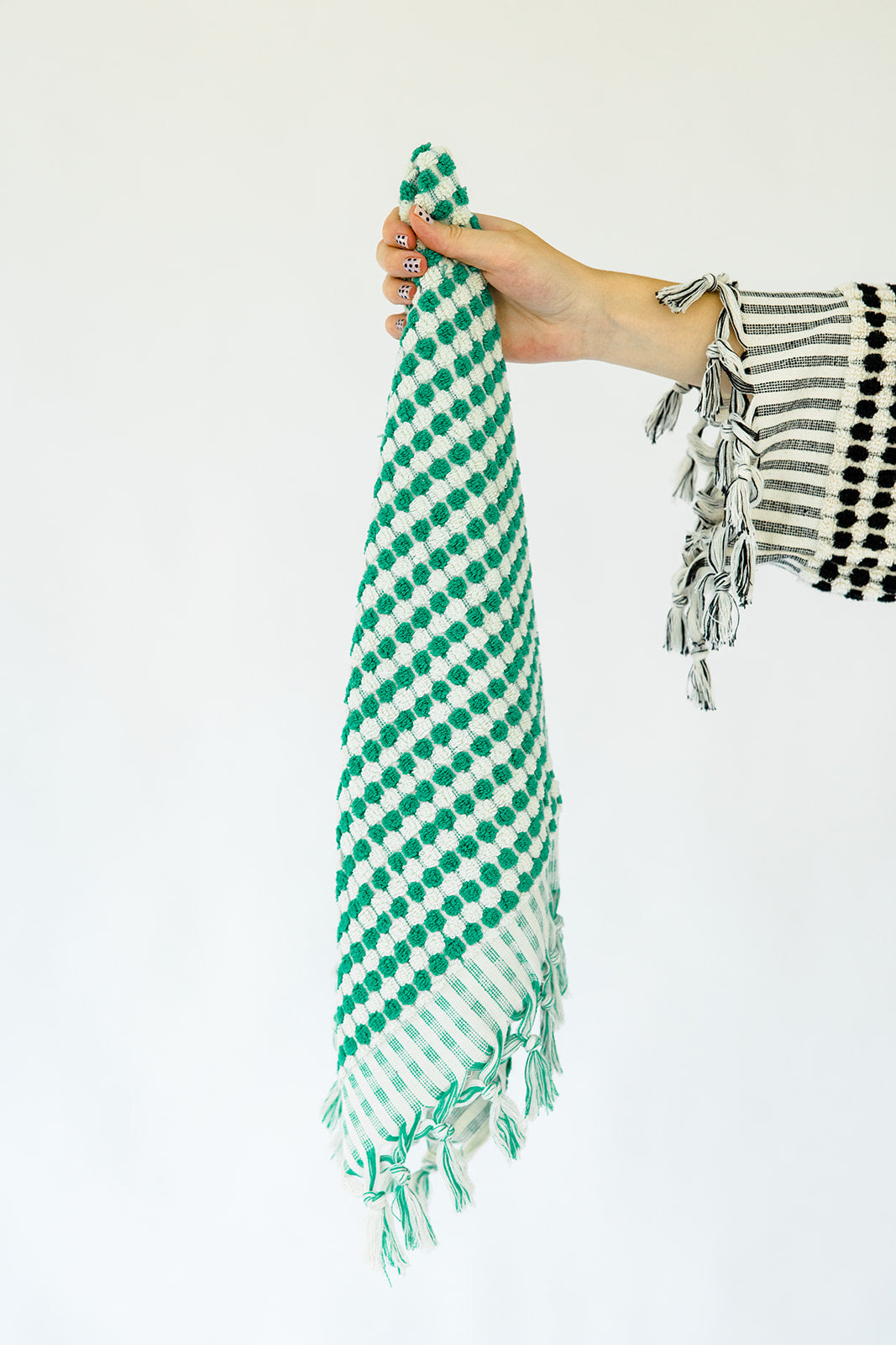 Emerald Pom Pom Hand Towel