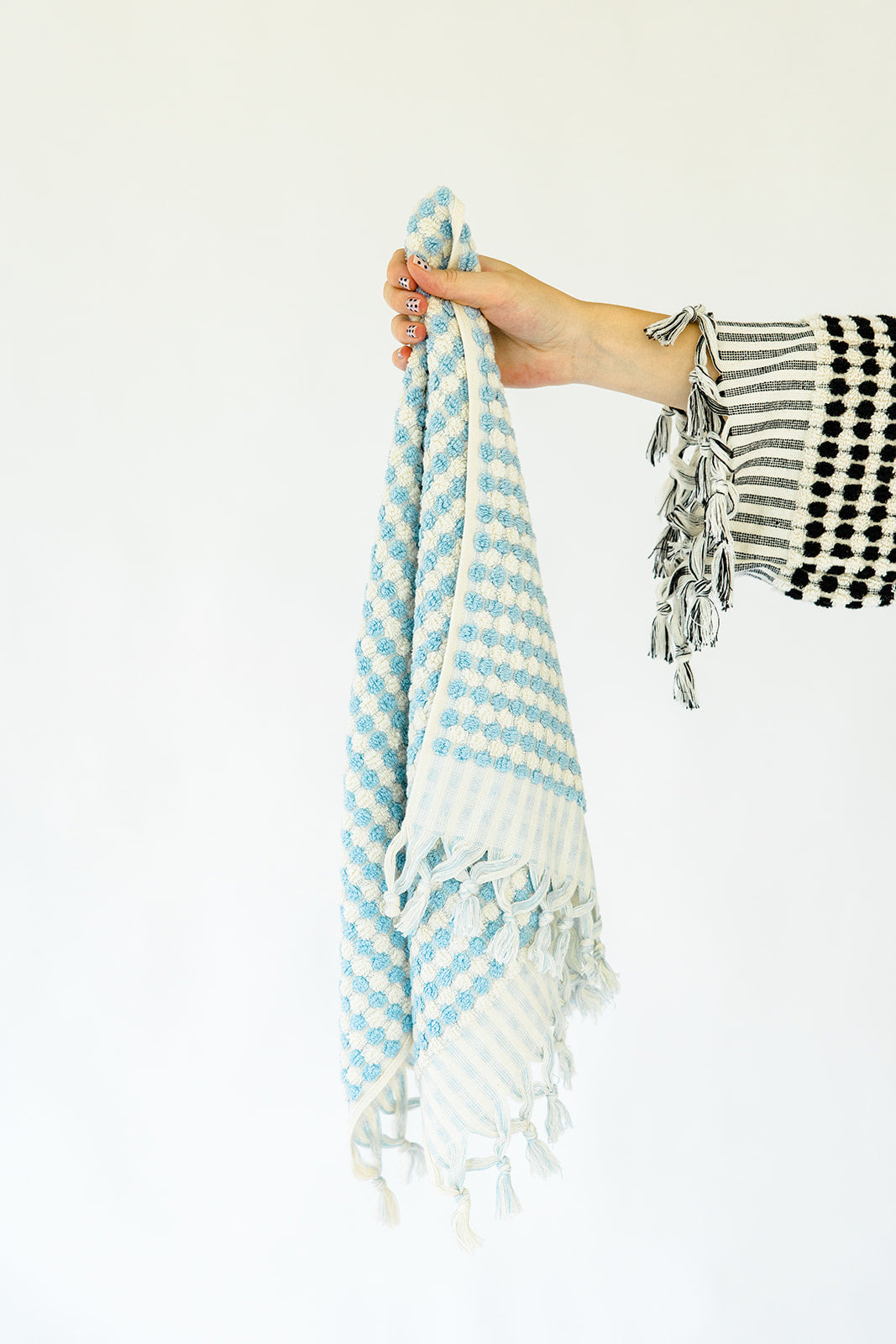 Baby Blue Pom Pom Hand Towel