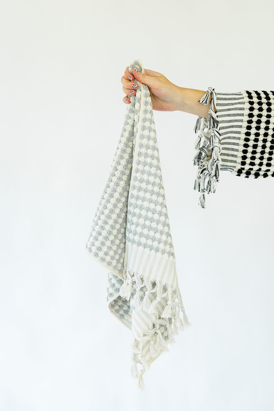 Grey Pom Pom Hand Towel