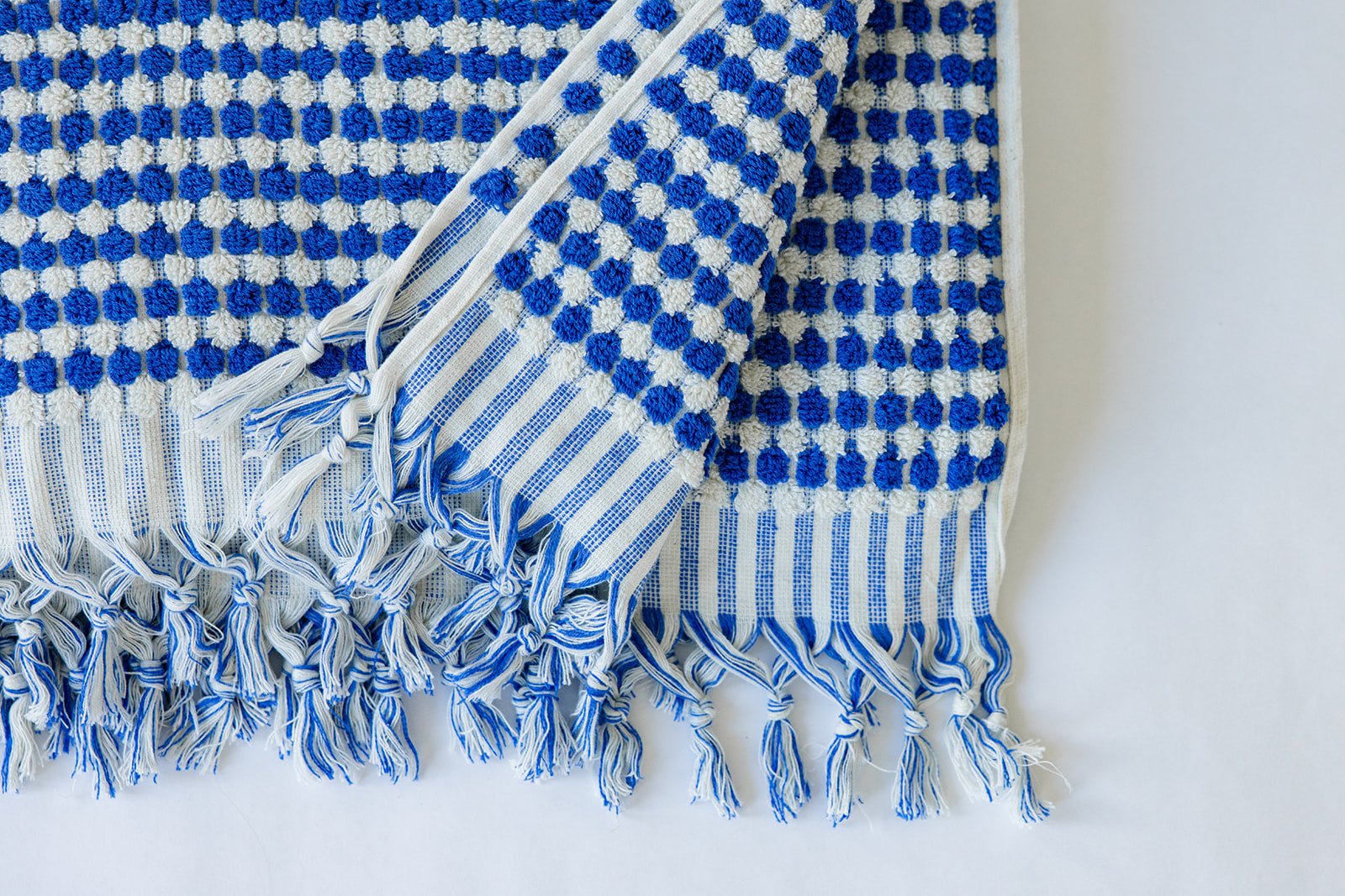 Cobalt Blue Pom Pom Cloud Towel