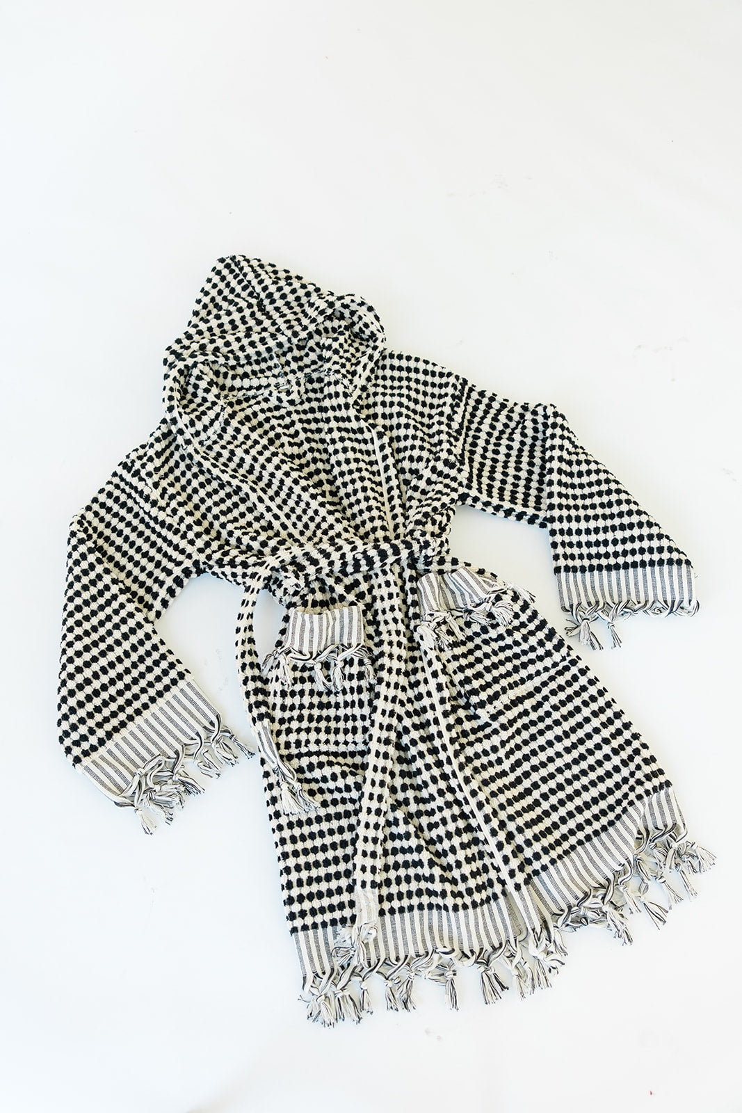 Black & White Pom Pom Bathrobe Bundle