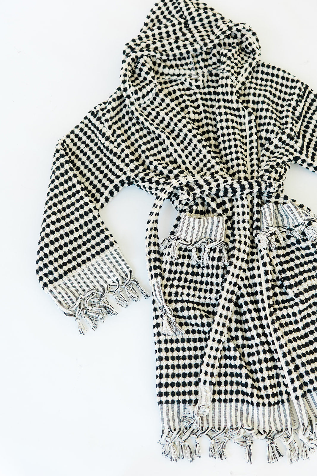 Black & White Pom Pom Bathrobe