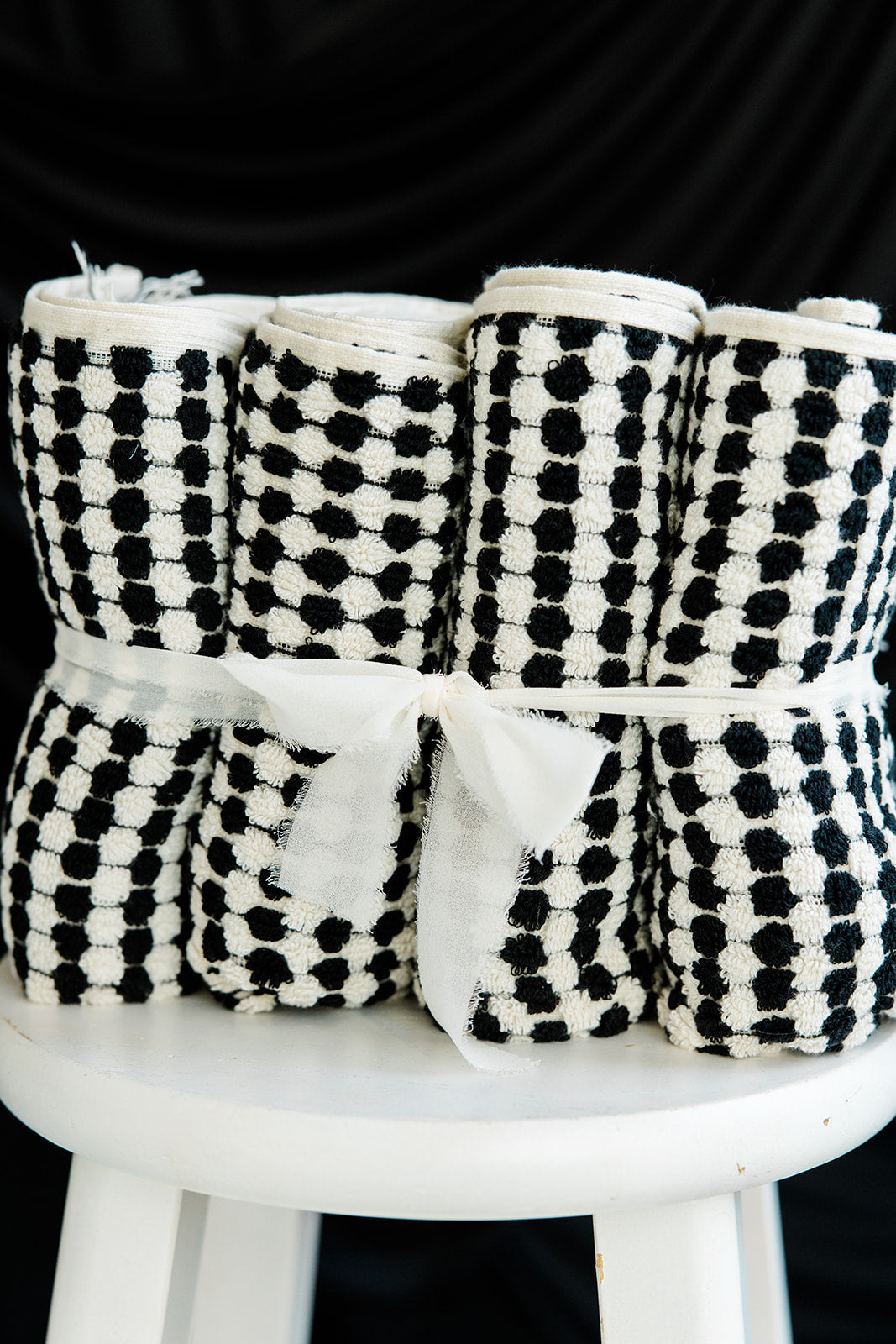 Black & White Pom Pom Hand Towel Bundle