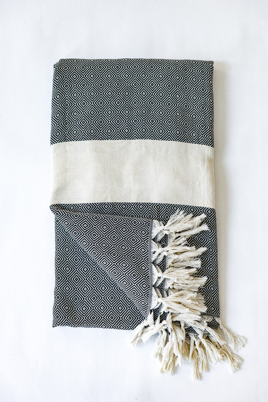 Black and White Diamond Turkish Blanket