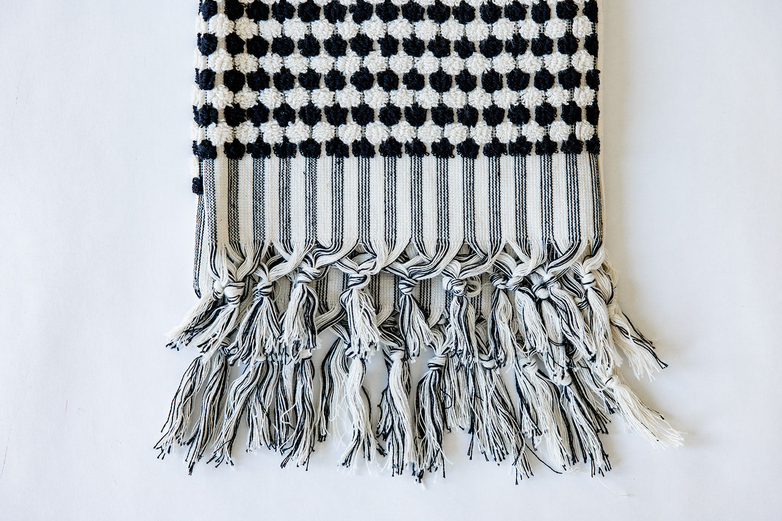 Black and White Pom Pom Hand Towel