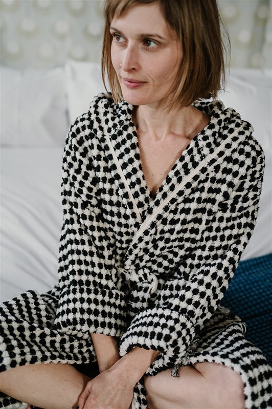 Black & White Pom Pom Bathrobe
