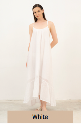 Cotton Spaghetti Strap Ruffle Dress