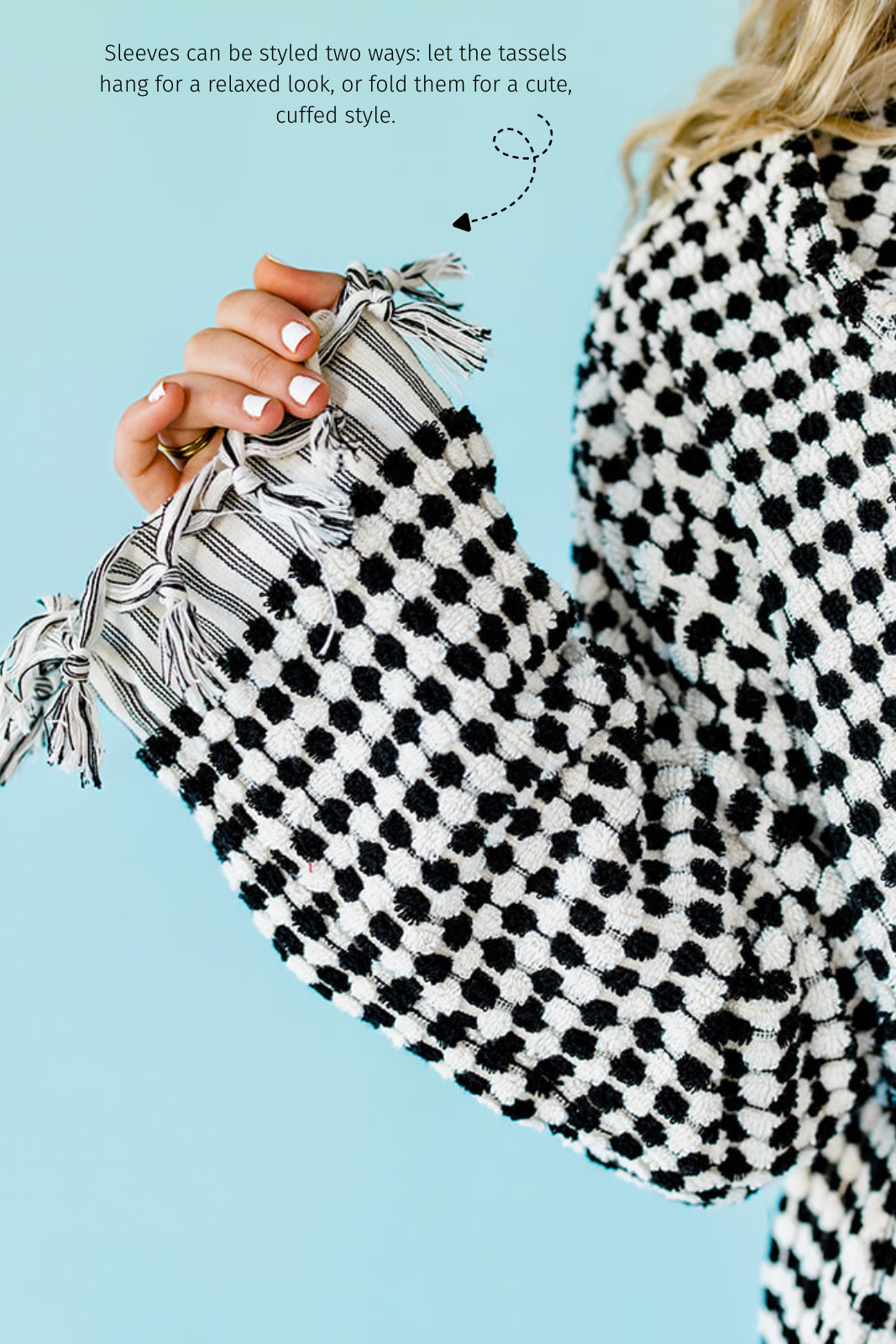 Black & White Pom Pom Bathrobe