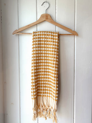 Yellow and White Pom Pom Hand Towel