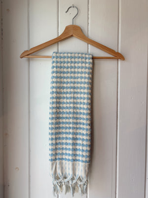 Baby Blue and White Pom Pom Hand Towel