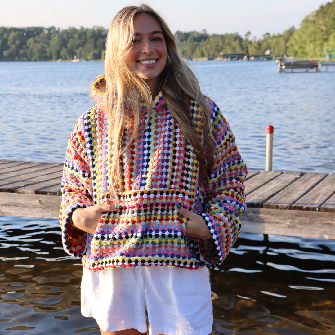 Rainbow Pom Pom Hoodie