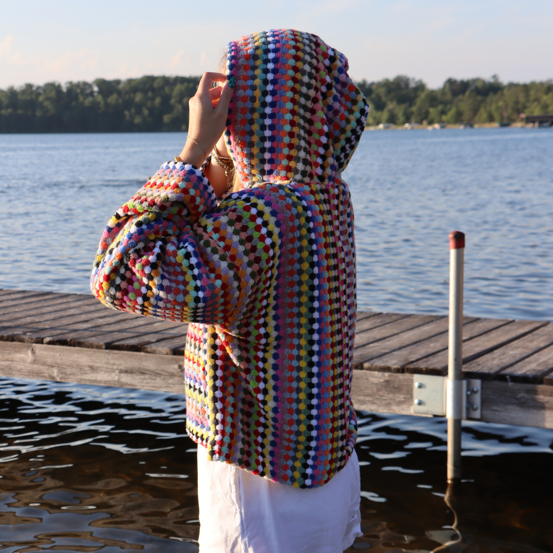 Rainbow Pom Pom Hoodie