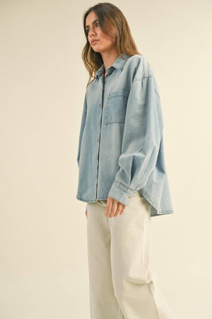 Relaxed Denim Button Down Shirt