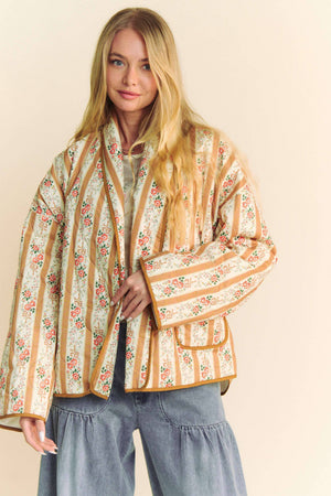 Floral Quilted Throw On Jacket